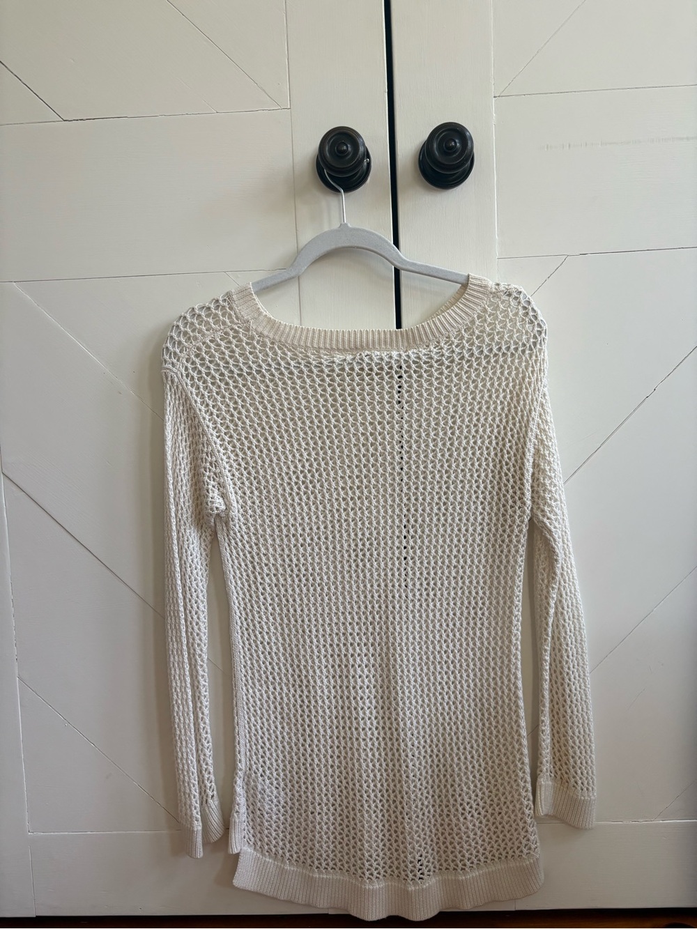 Michael Kors Cream Open-Weave Scoop Neck Sweater